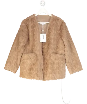 Aavelle Beige Faux Mink Cable Fur Jacket (camel) UK S