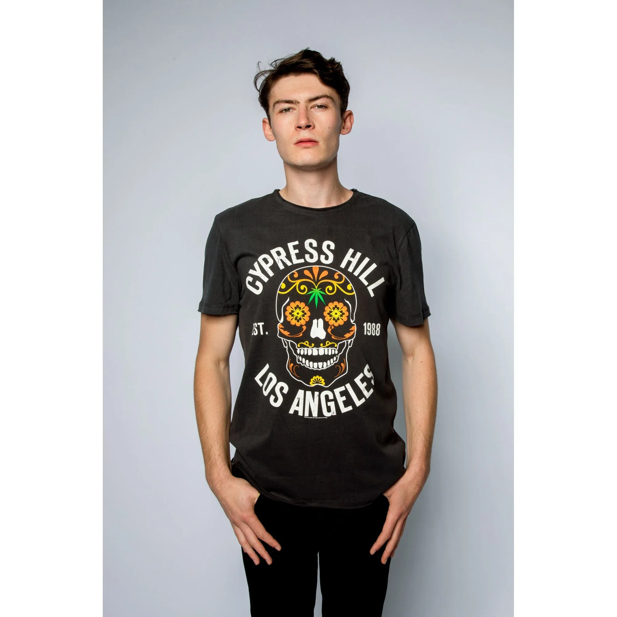 Amplified Unisex Adult Floral Skull Cypress Hill T-Shirt