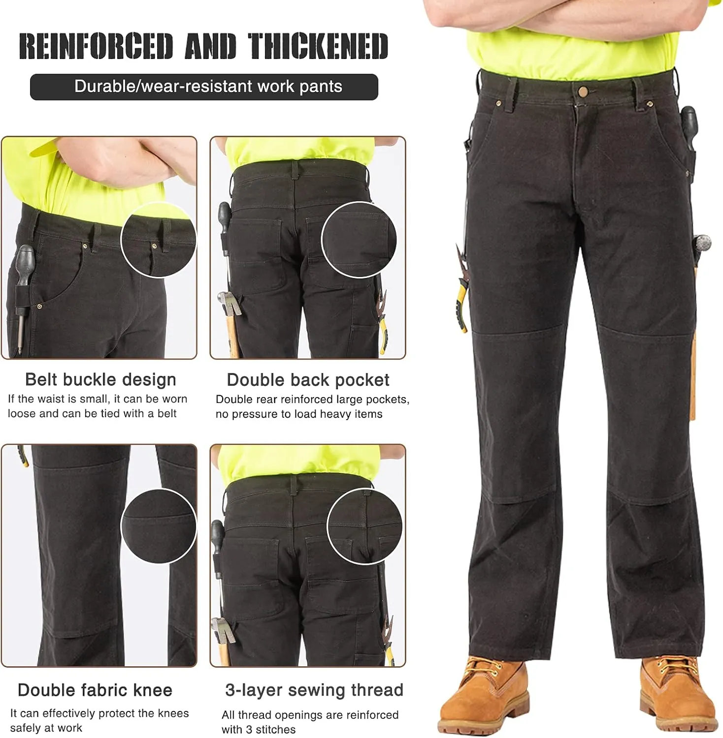 AYKRM Cargo Work Pant Relaxed Straight Fit Lightweight Duck Carpenter Jean