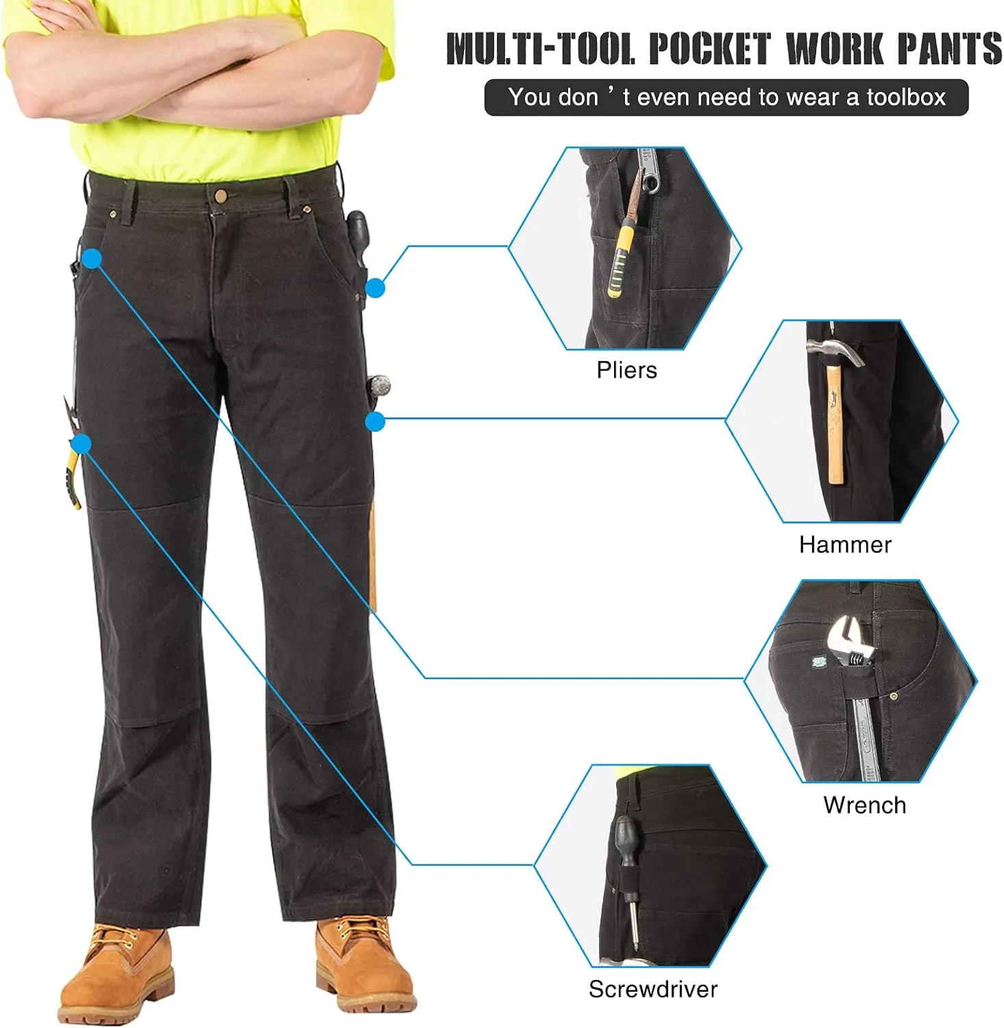 AYKRM Cargo Work Pant Relaxed Straight Fit Lightweight Duck Carpenter Jean
