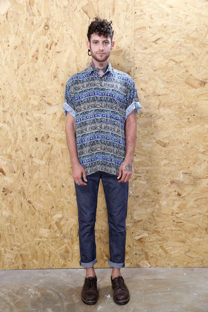 Blue Patterned Pierre Cardin Shirt