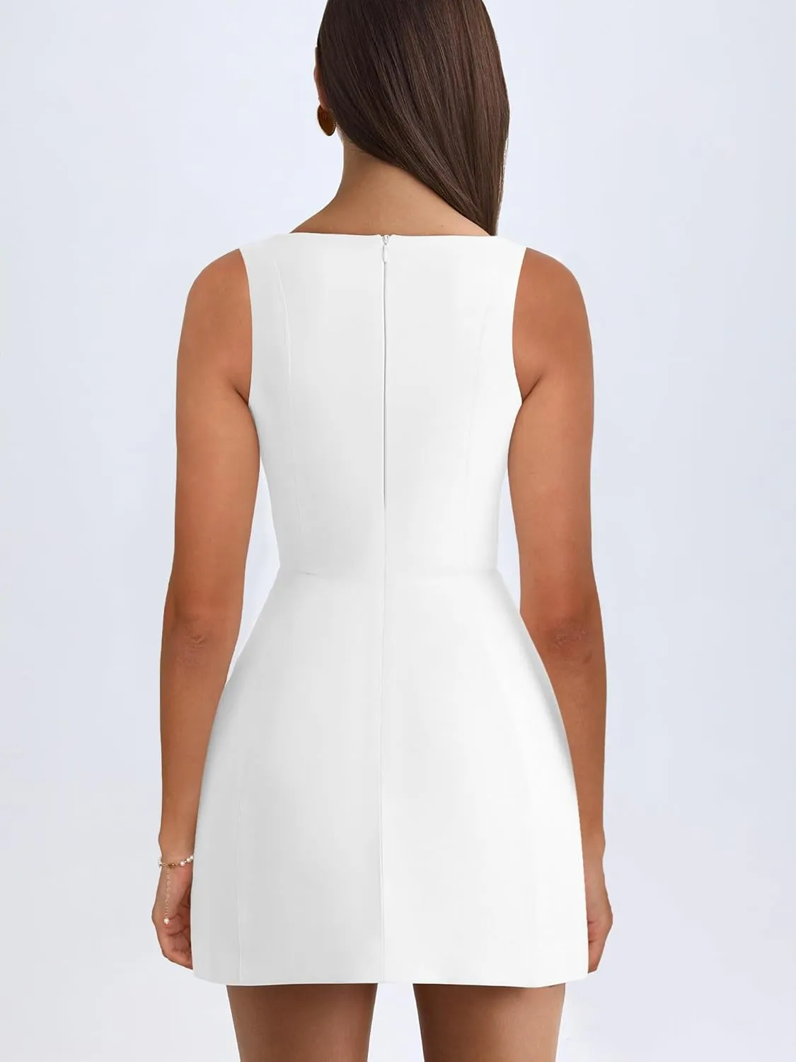 BORIFLORS Women's Sexy Bodycon Corset Mini A Line Dresses Sleeveless Square Neck Party Short Dress