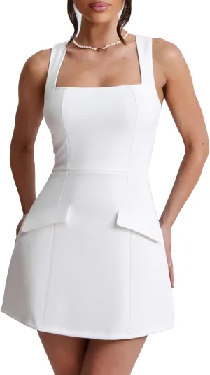 BORIFLORS Women's Sexy Bodycon Corset Mini A Line Dresses Sleeveless Square Neck Party Short Dress