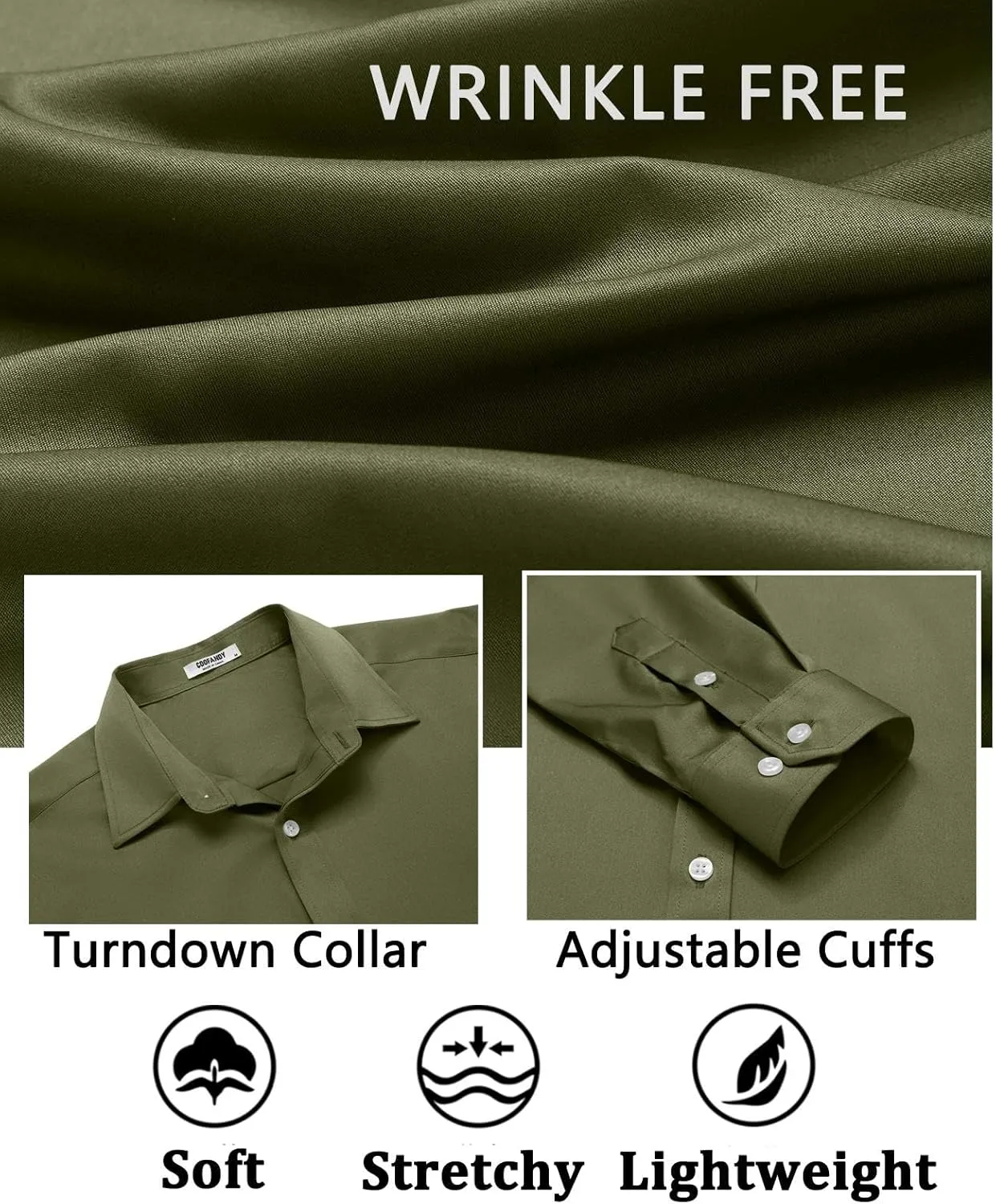 COOFANDY Mens Dress Shirt Long Sleeve Wrinkle Free Formal Shirts Business Casual Button Down Shirts