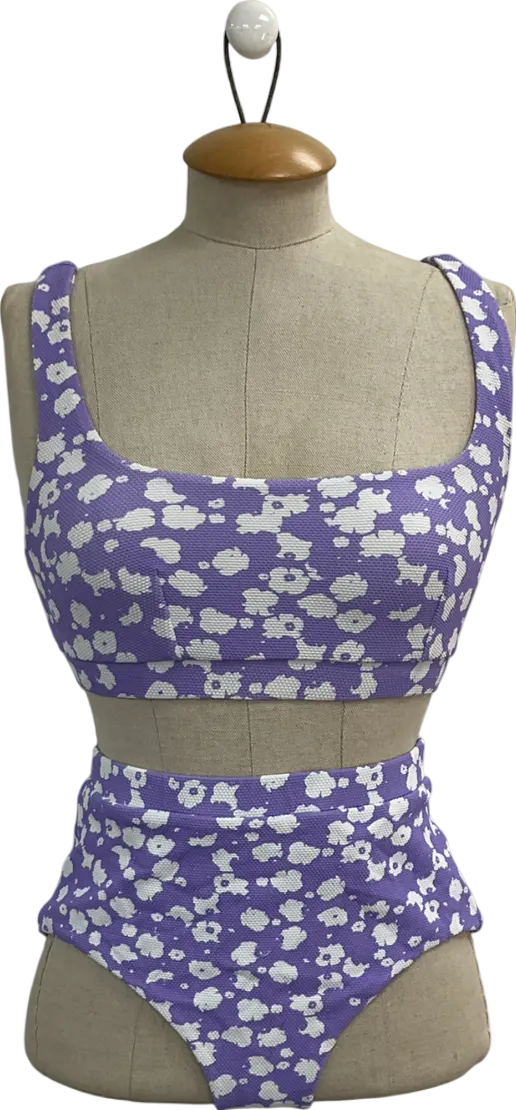 Cossie   Co Purple High Waisted Patterned Bikini UK 8