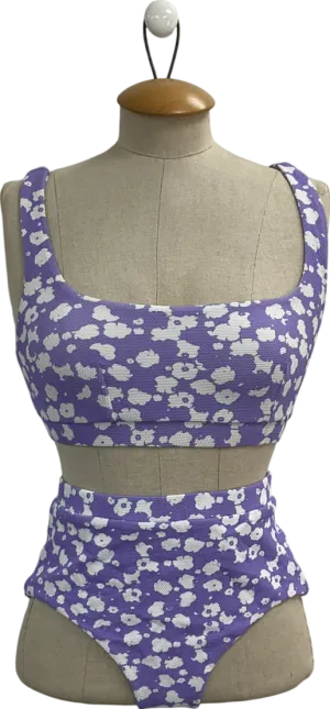 Cossie   Co Purple High Waisted Patterned Bikini UK 8