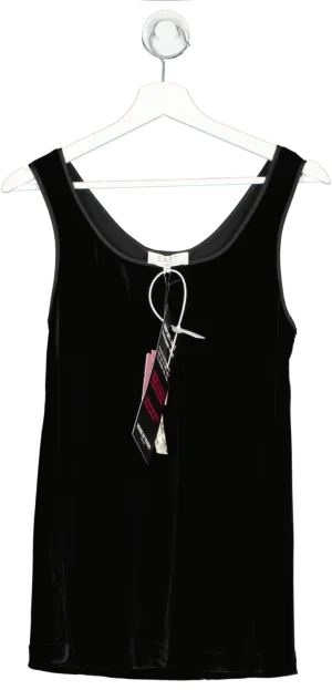 East Boutique Black Scoop Neck Velvet Top UK M