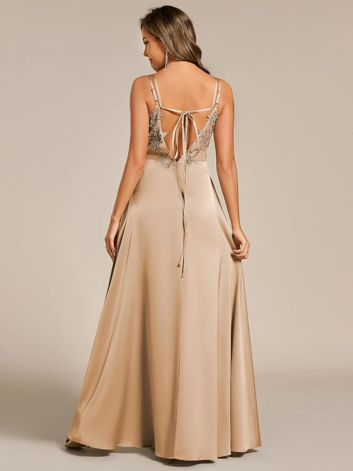Ever-Pretty Women's Sexy V Neck Satin Sleeveless Multi-Way Backless A-Line Convertible Bridesmaid Dress 02692