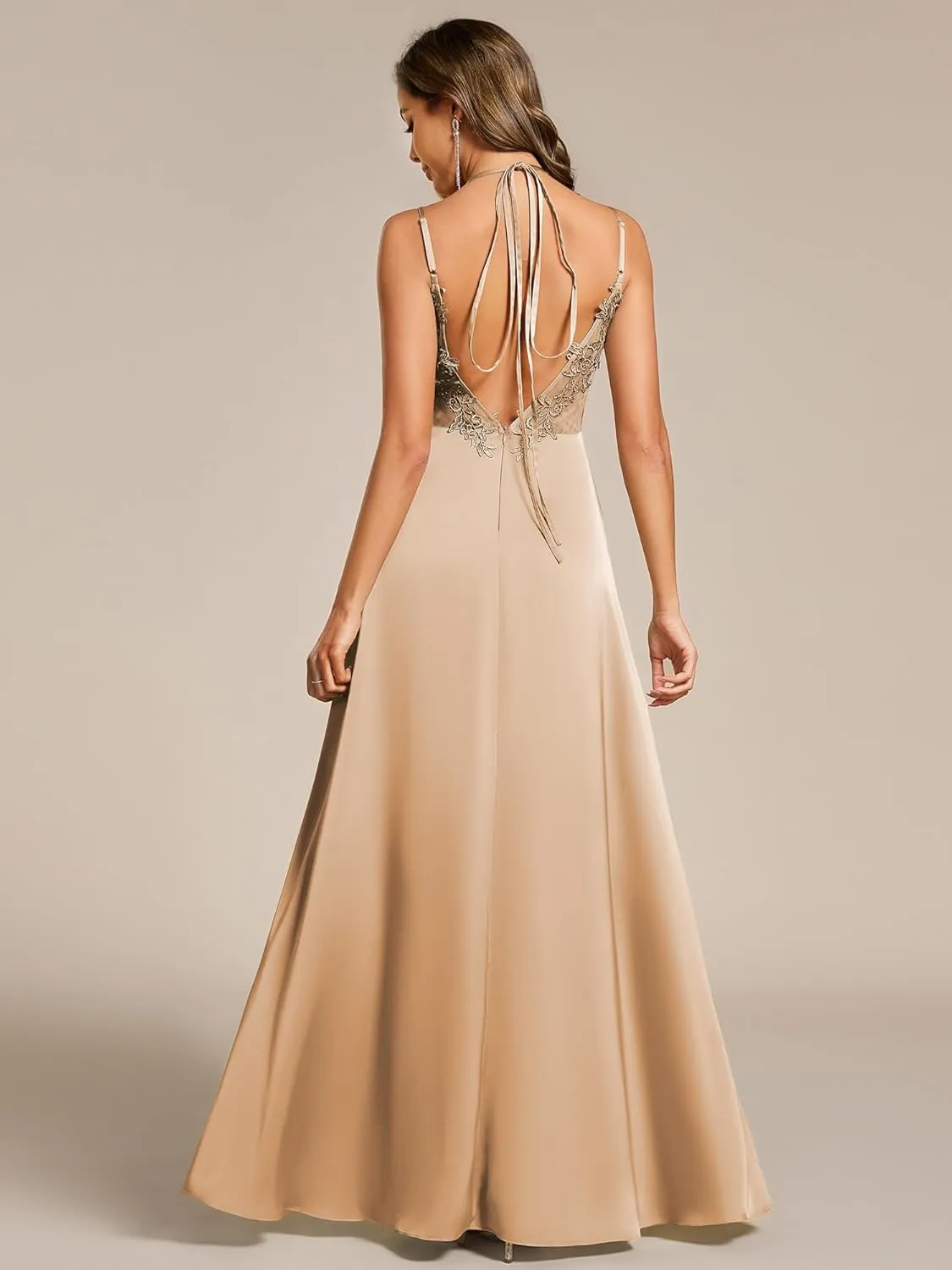 Ever-Pretty Women's Sexy V Neck Satin Sleeveless Multi-Way Backless A-Line Convertible Bridesmaid Dress 02692