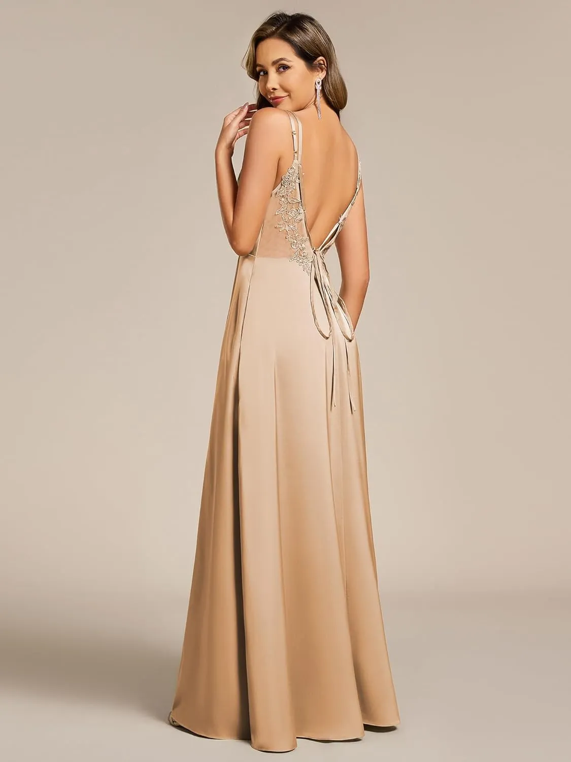 Ever-Pretty Women's Sexy V Neck Satin Sleeveless Multi-Way Backless A-Line Convertible Bridesmaid Dress 02692