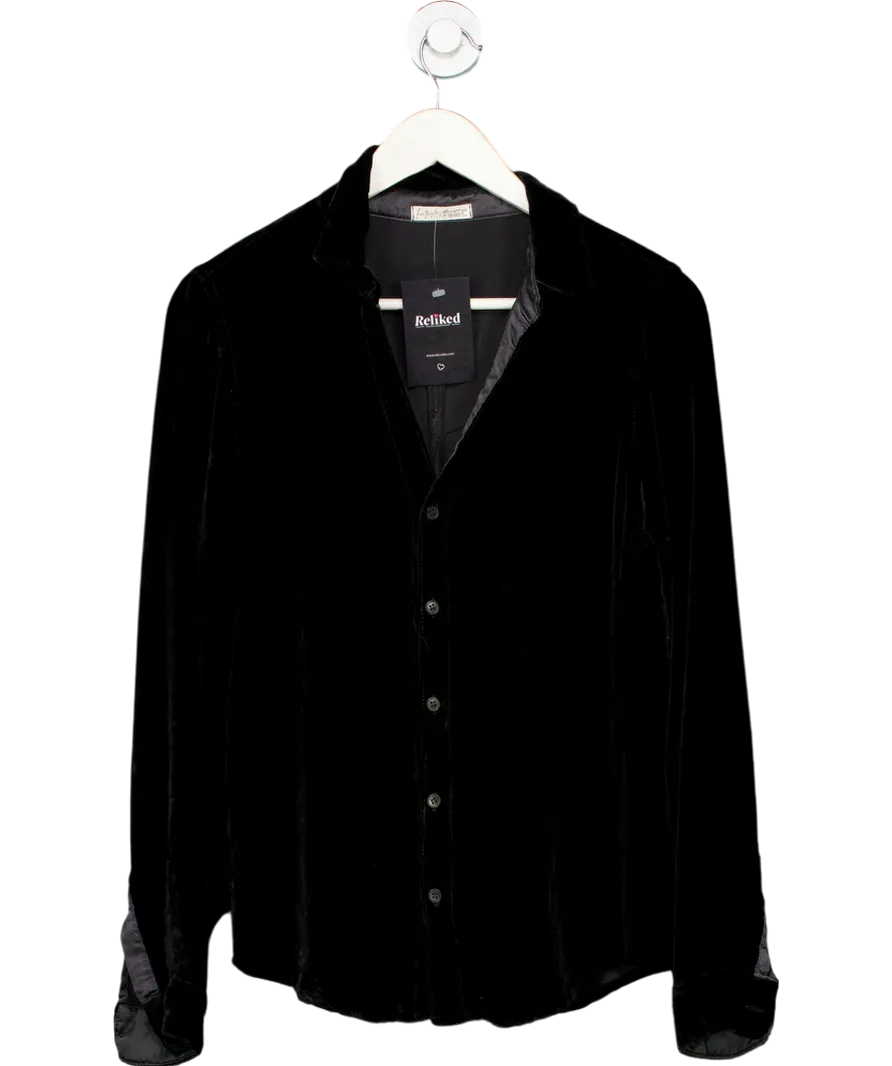 Free People Black Marianne Velvet Shirt UK S