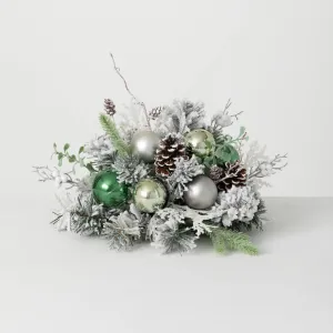 Frosted Pine and Pine Cone Christmas Ball Orb