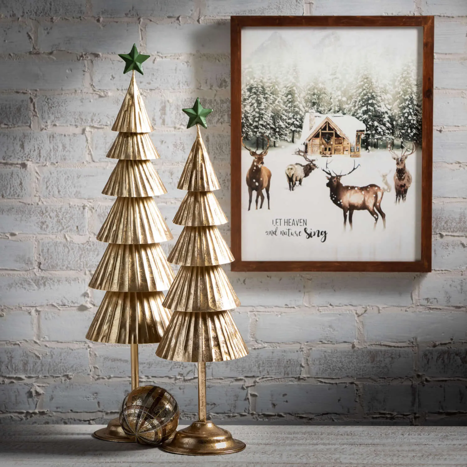 Gold Metal Tabletop Tree Set 2