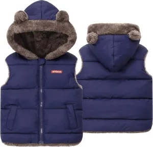 Happy Cherry Toddler Kids Puffer Hooded Vest Down Fleece Lined Jacket Windproof Coat for Winter Fall Spring