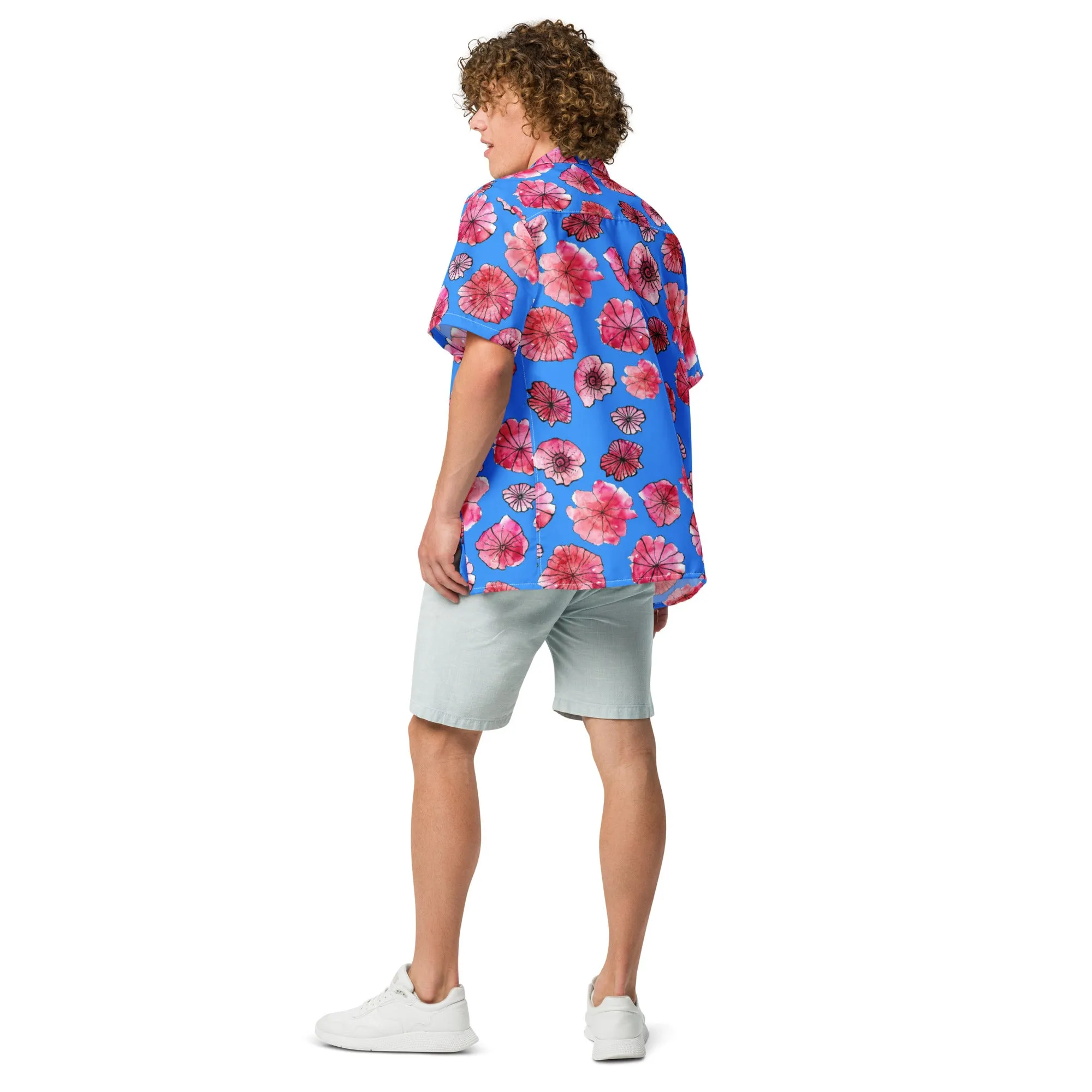 Humble Sportswear™ Men's Floral Blue Button Shirt