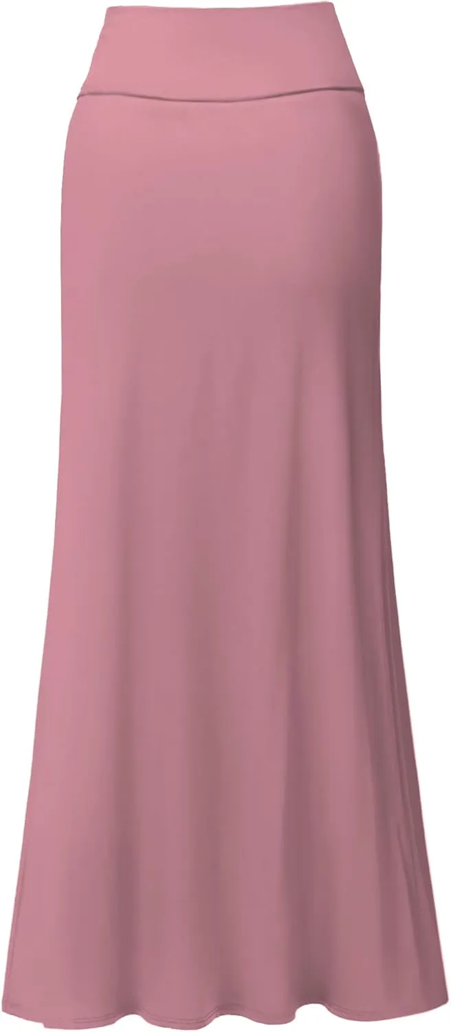 Hybrid & Company Women Versatile Fold Over Waist Maxi Skirt/Convertible Dress