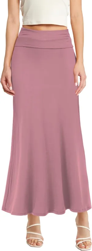 Hybrid & Company Women Versatile Fold Over Waist Maxi Skirt/Convertible Dress