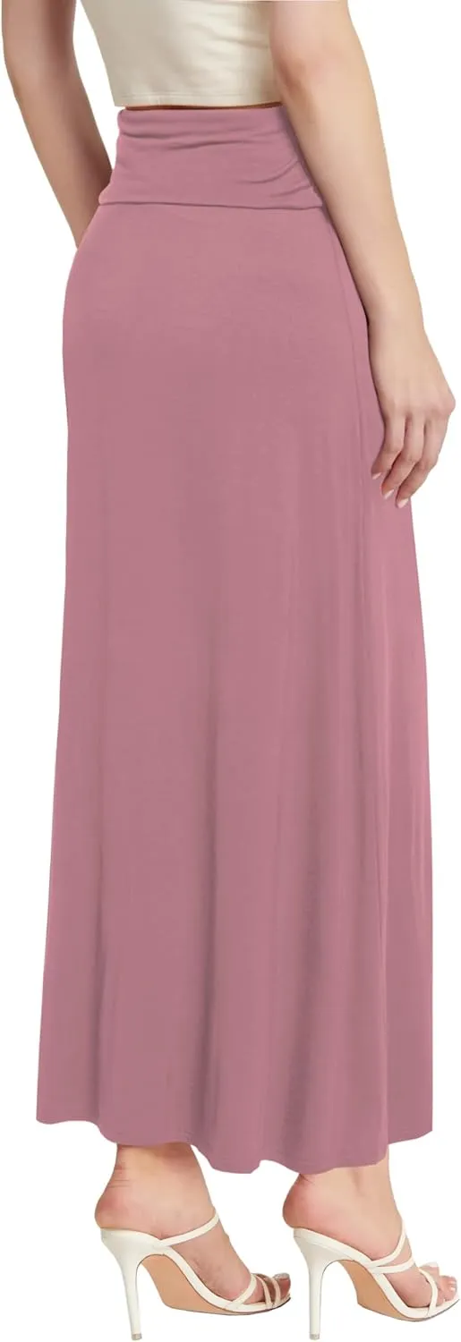 Hybrid & Company Women Versatile Fold Over Waist Maxi Skirt/Convertible Dress
