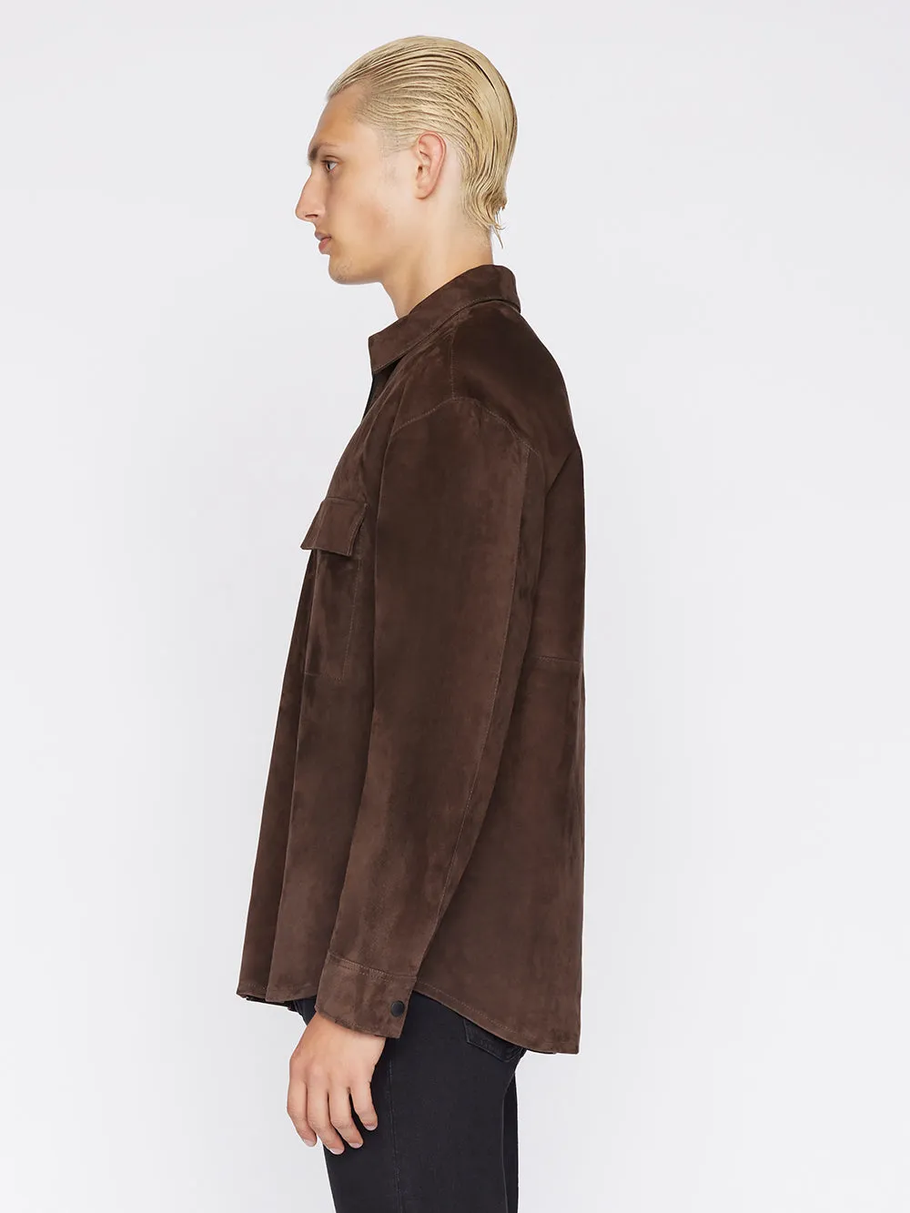 Long Sleeve Suede Shirt -- Dark Wood