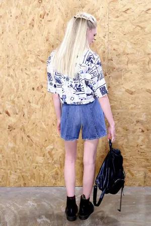 LOOT Label cropped patterned tie front shirt