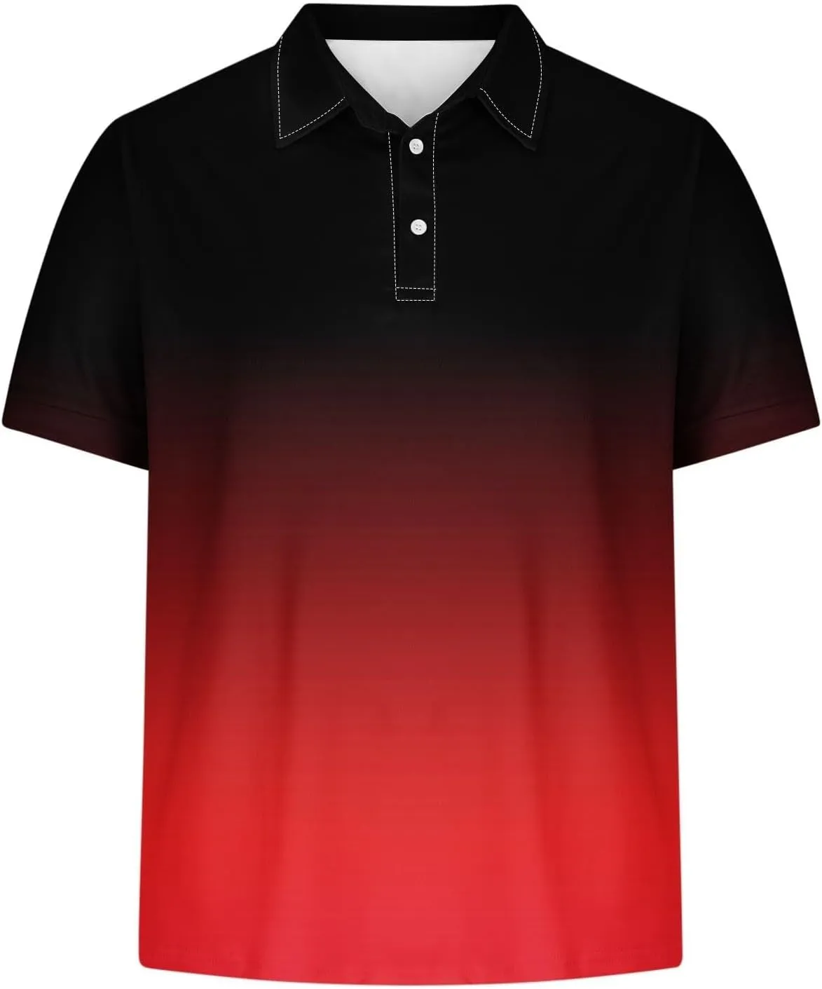 Mens Casual Polo Shirts Gradient Color Button up Short Sleeve T-Shirt Novelty Summer Fitness Gym Athletic Active Tops