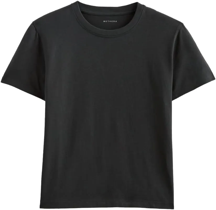 MetHera Women's 100% Cotton Crew Neck T-Shirt - Soft Relaxed Fit Box Cut Casual Tee