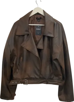 PrettyLittleThing Brown Faux Suede Jacket UK 16
