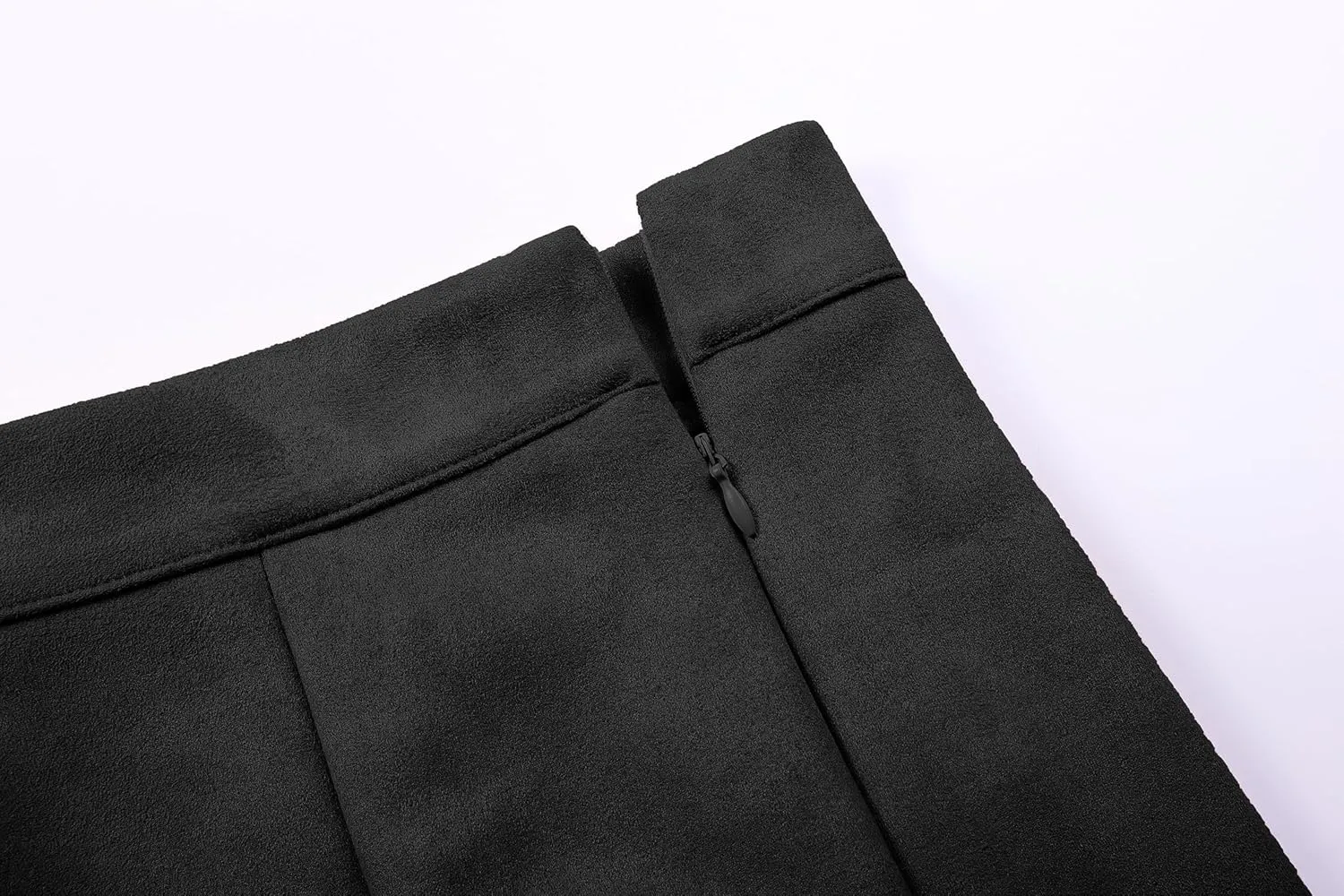 Sheface Women's Faux Suede Wrap Hip Short Skirt High Waist Zipper Side Split A-Line Mini Bodycon Skirt