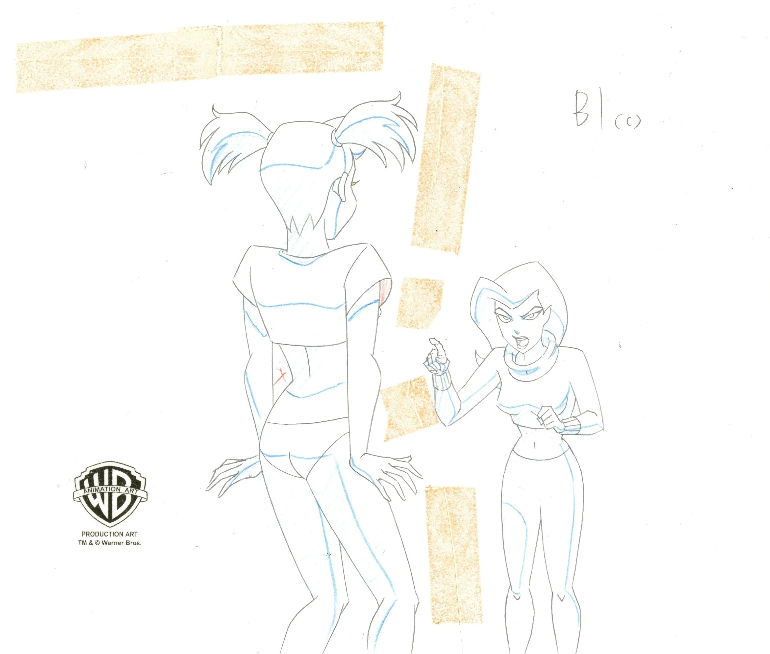 The New Batman Adventures Original Production Drawing: Harley, Ivy
