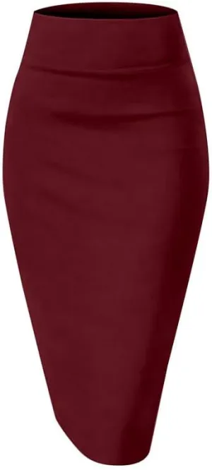 TRENDMALLS Women's High Waist Stretch Below Knee Suit Pencil Skirts for Women