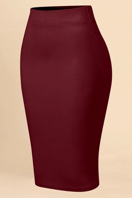 TRENDMALLS Women's High Waist Stretch Below Knee Suit Pencil Skirts for Women