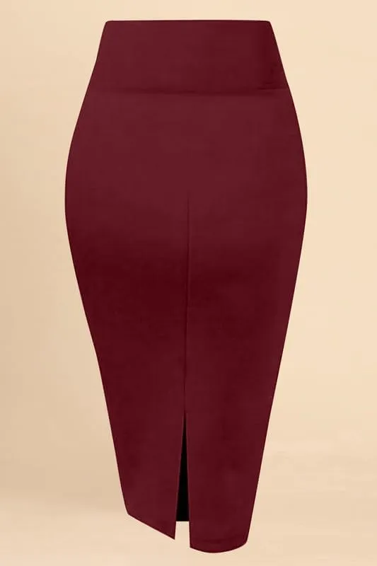 TRENDMALLS Women's High Waist Stretch Below Knee Suit Pencil Skirts for Women