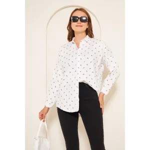 White Patterned Oversized Shirt