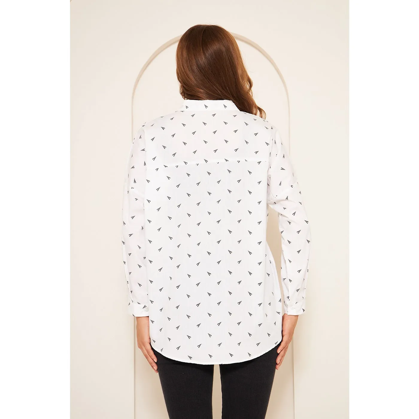 White Patterned Oversized Shirt