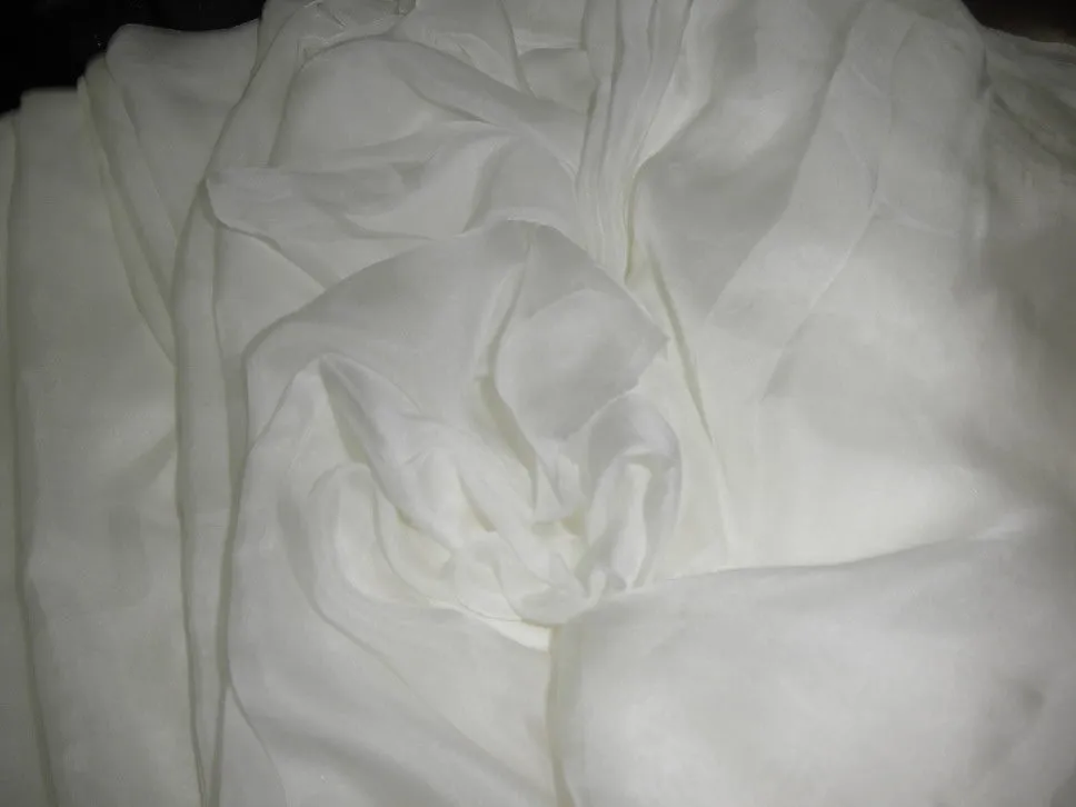 White silk chiffon fabric 54" wide flat finish