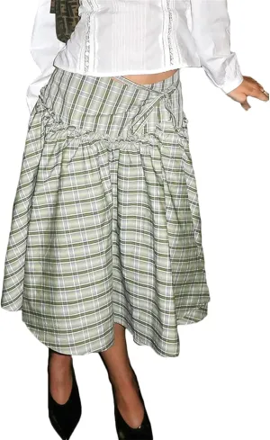 Women Plaid Maxi Skirts Y2K High Waist Vintage A-Line Pleated Gingham Academia Style Pleated Midi Skirts
