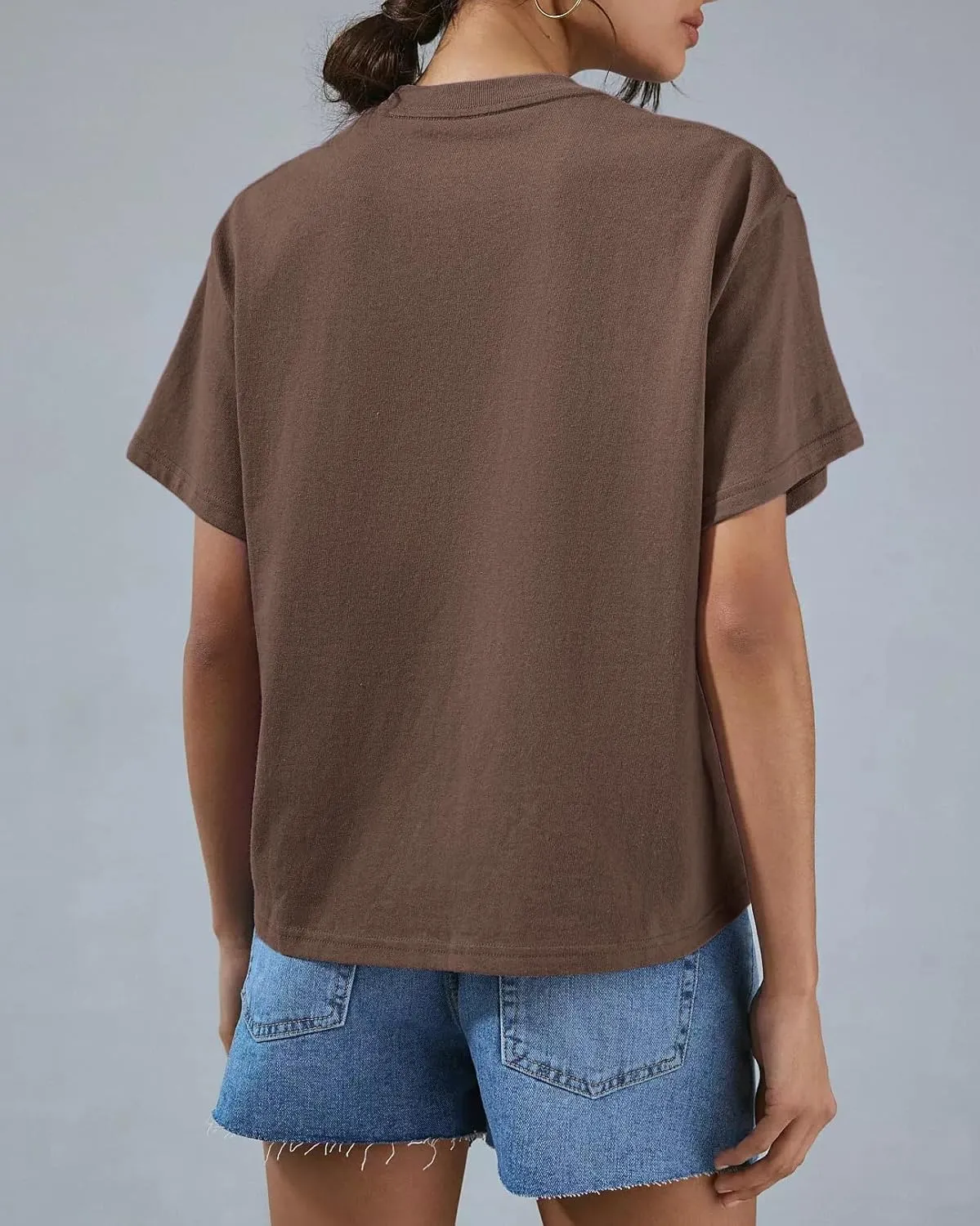 Women's Essentials Crewneck Short Sleeve T-Shirts Casual Boxy Tee Summer Tops Relaxed Fit