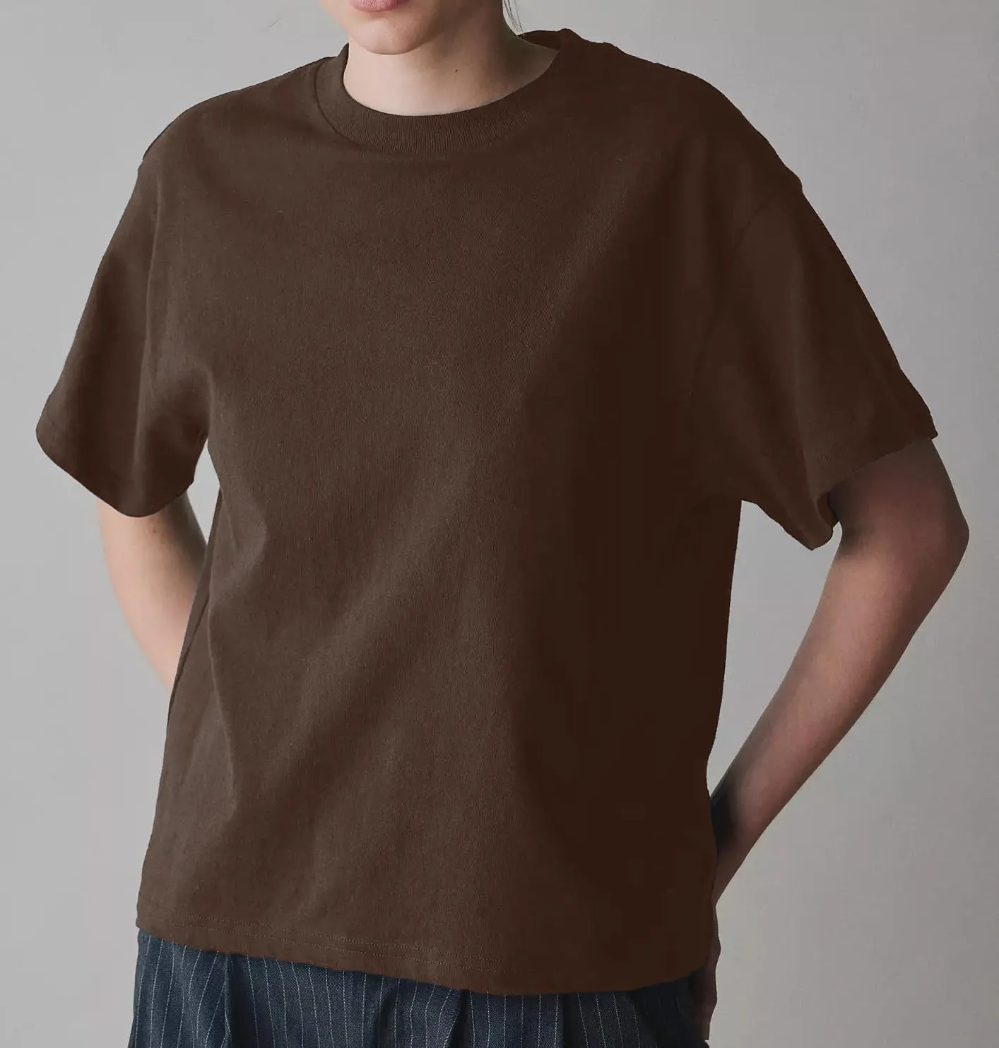 Women's Essentials Crewneck Short Sleeve T-Shirts Casual Boxy Tee Summer Tops Relaxed Fit