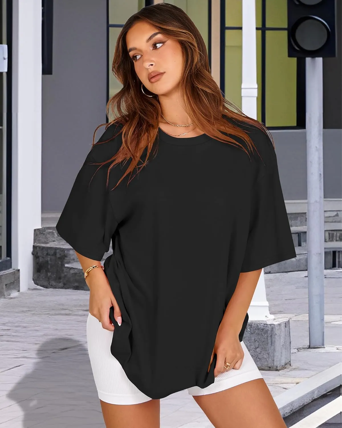 Womens Oversized Tshirt Graphic Tees Crew Neck Summer Short Sleeve Loose Fit Tops