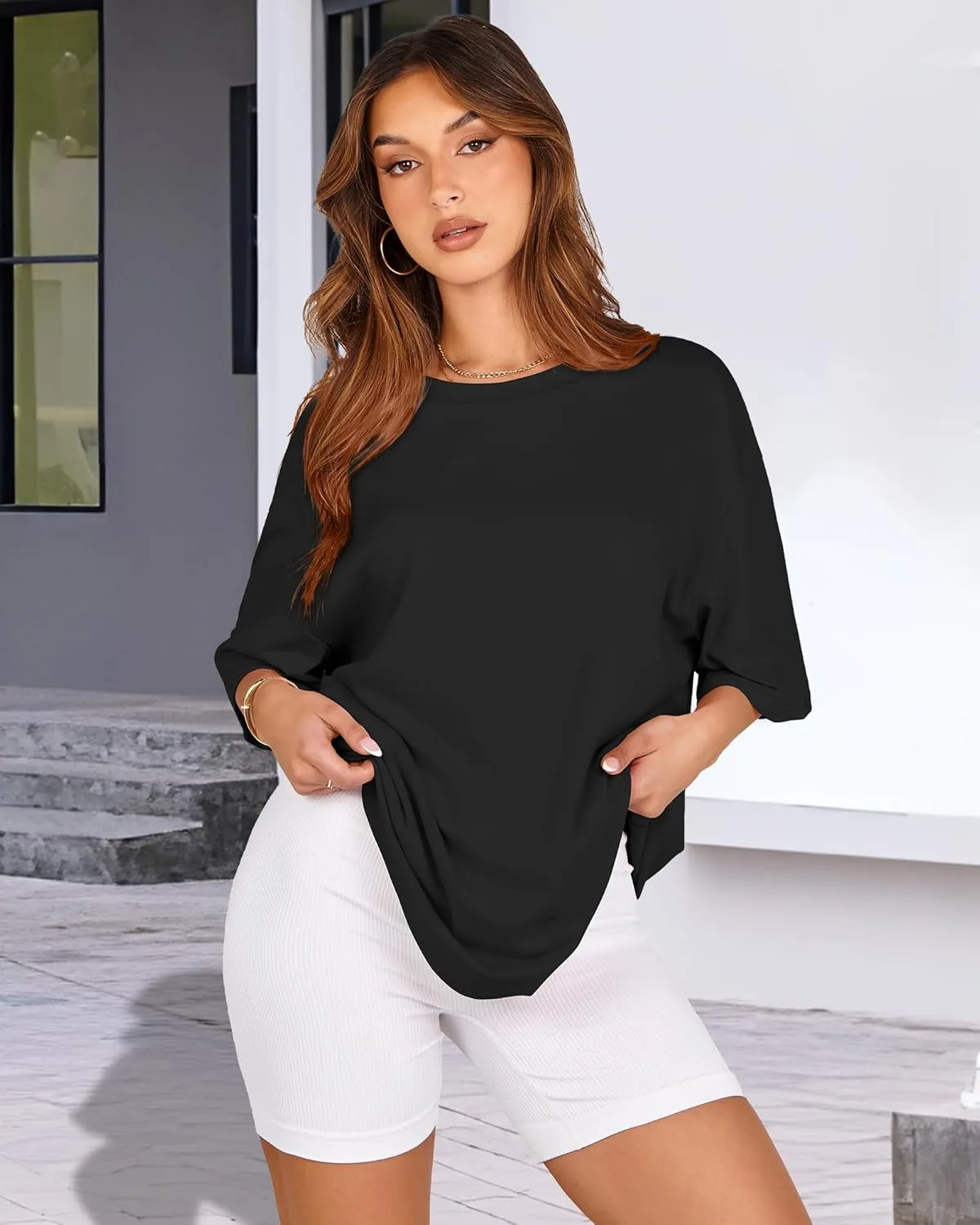 Womens Oversized Tshirt Graphic Tees Crew Neck Summer Short Sleeve Loose Fit Tops